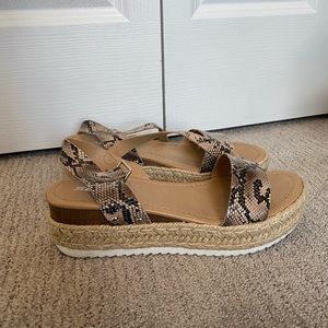 Soda snakeskin platform sandals